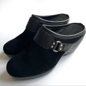 Cole Haan Suede Mule with wedge heel leather strap with buckle size 8